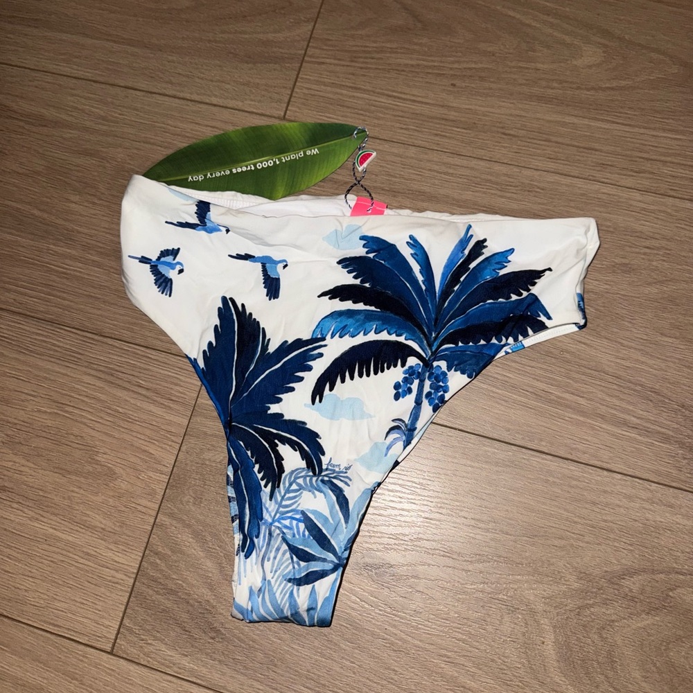 Tropical Blue and White Bikini Bottom